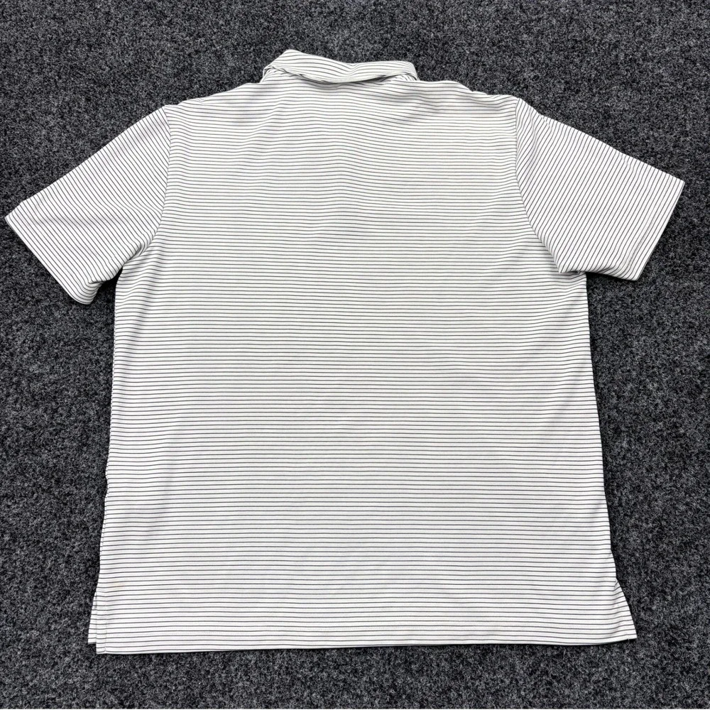 adidas Polo Shirt Mens Large White Navy Striped Golf Performance Short Sleeve L